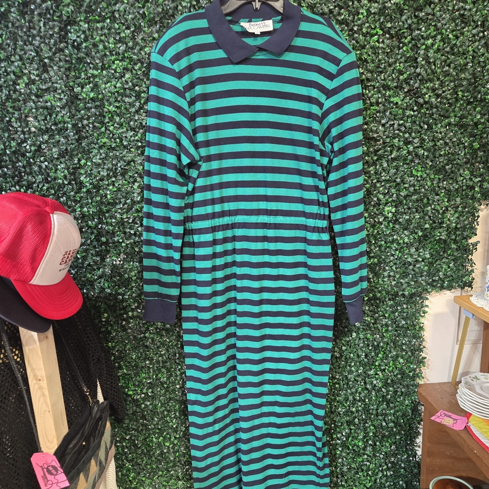 Sara Campbell Navy and Teal Striped Rugby Dress